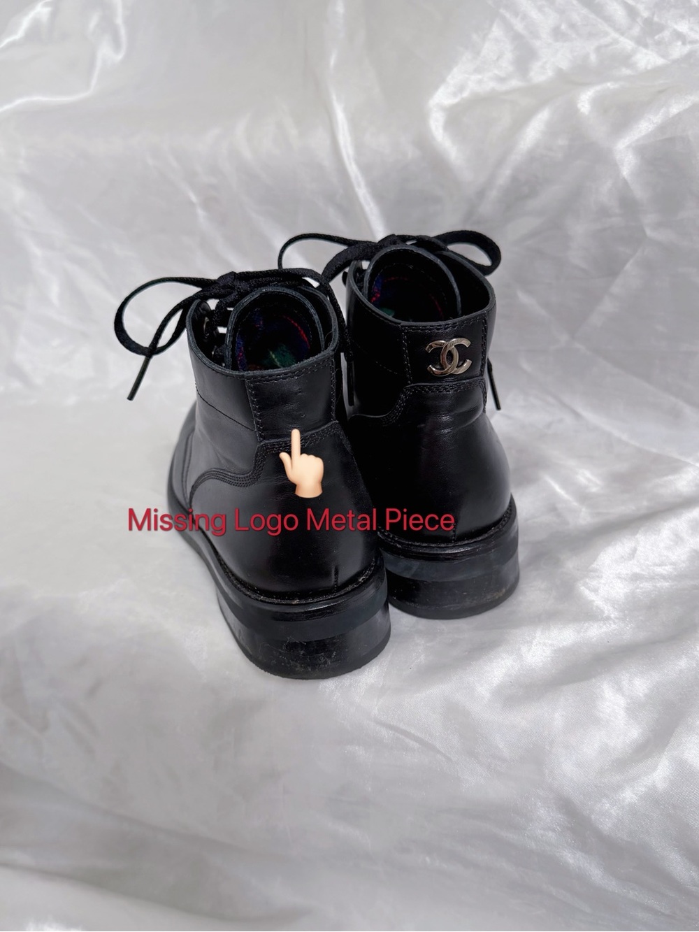 CHANEL Black Leather Lace-Up Ankle Boots - Picture 4 of 8